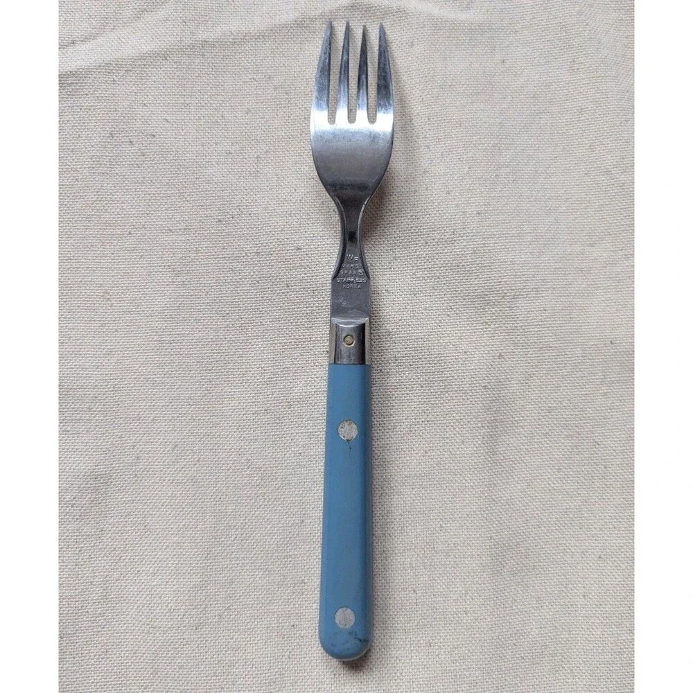 Vintage WF Mardi Gras Sky Blue Stainless Flatware Silverware Dinner Fork 7.5